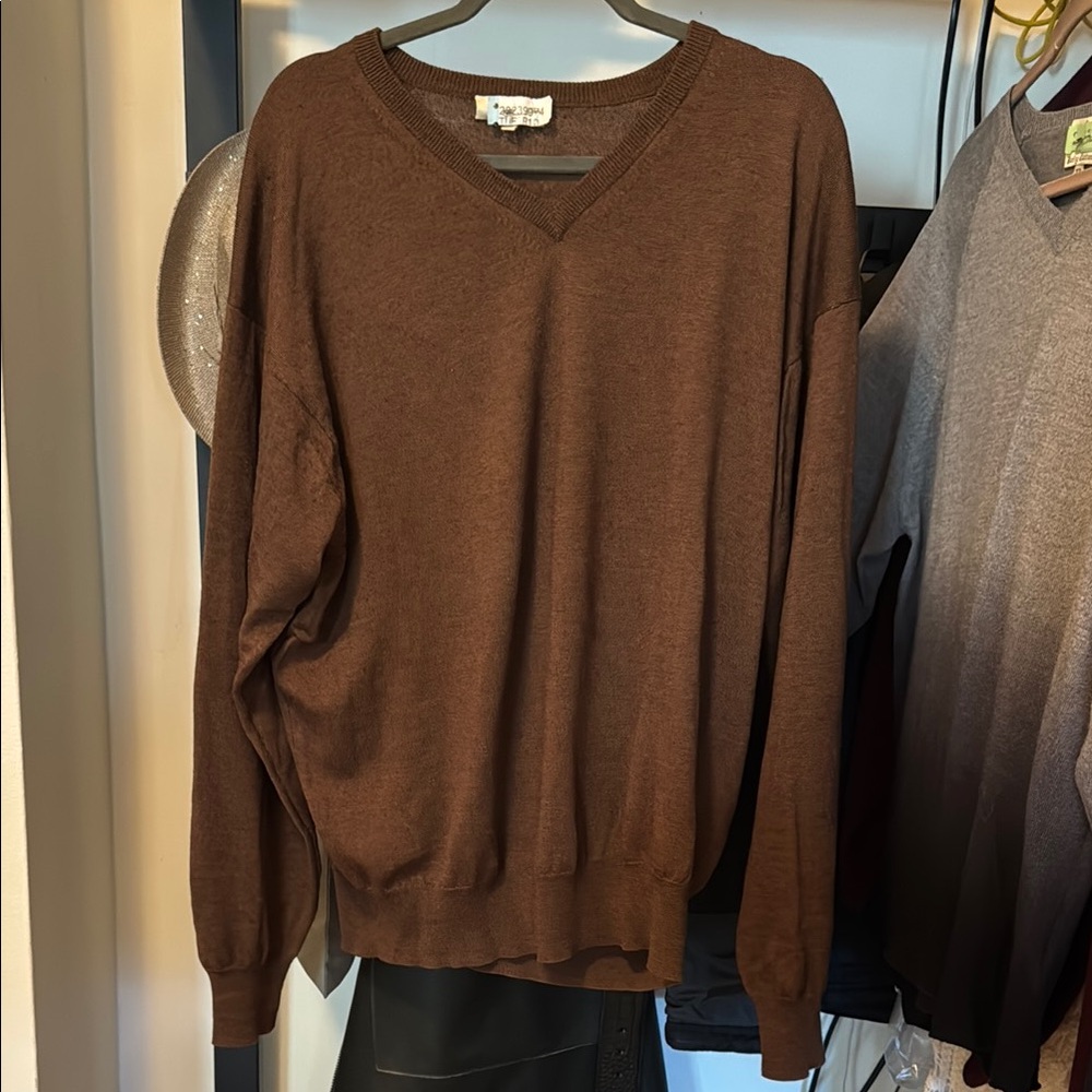 Peter Millar Brown V-Neck Sweater